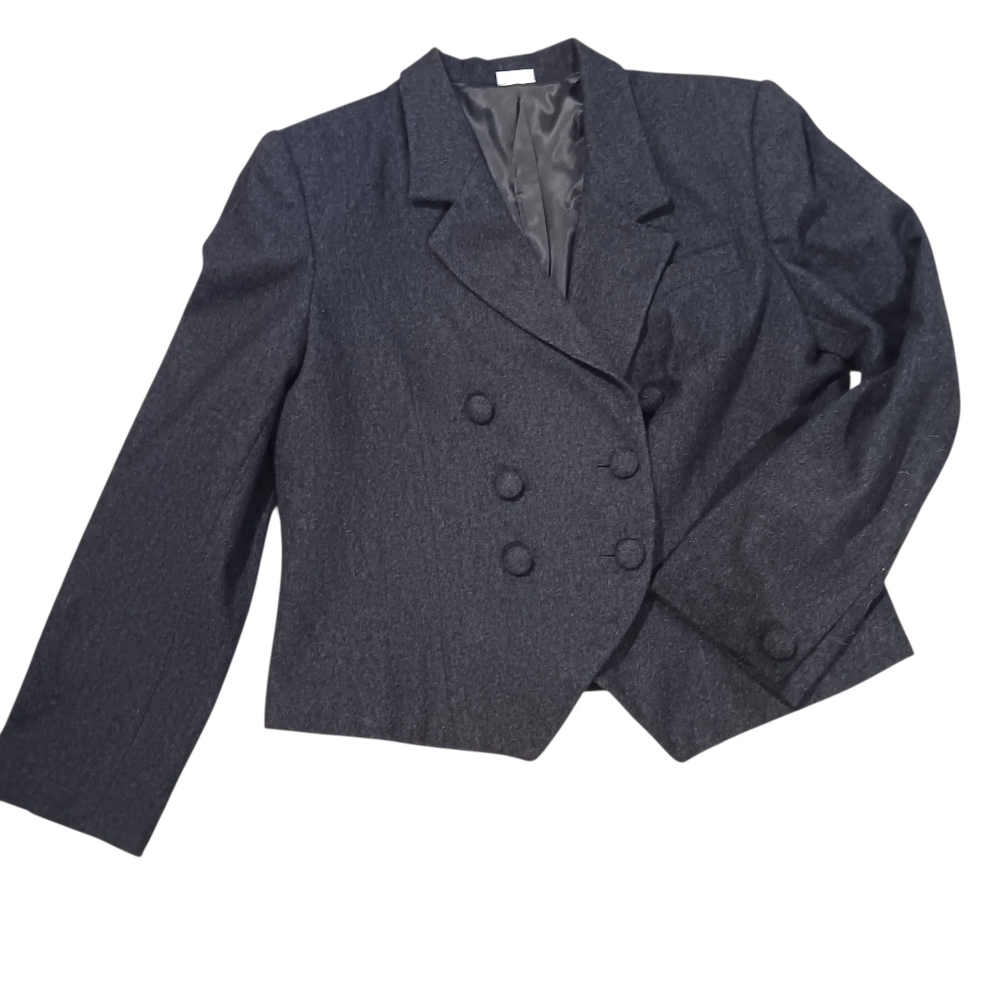 Vintage Grey Wool Blazer Cropped